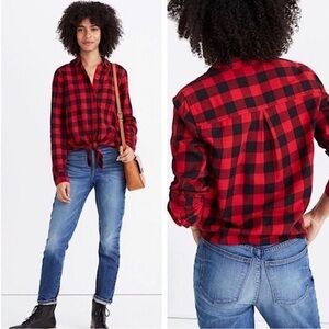 Madewell Red and Black Plaid Button Down Shirt